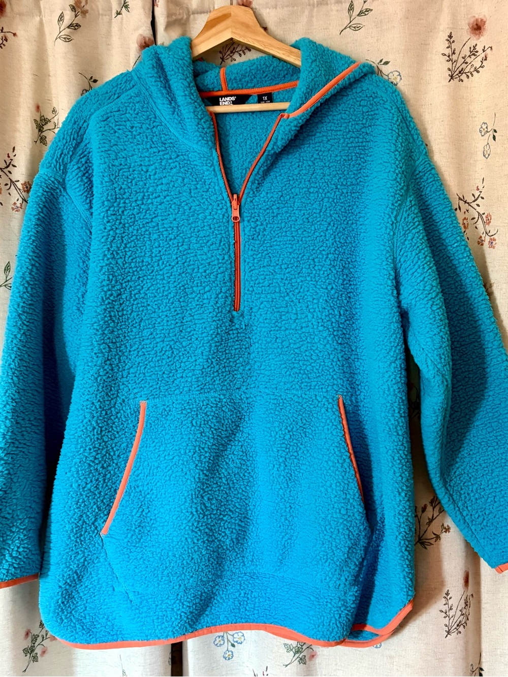 Lands' End turquoise half zip hoodie